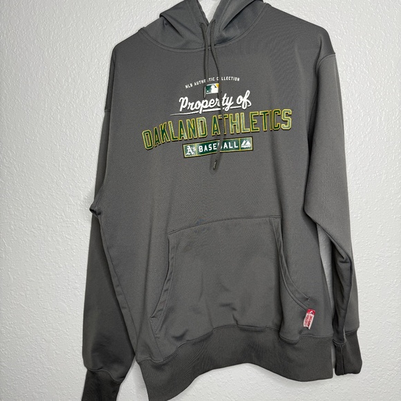Property of Oakland Athletics Baseball Grey Hoodie -cp - Picture 2 of 6